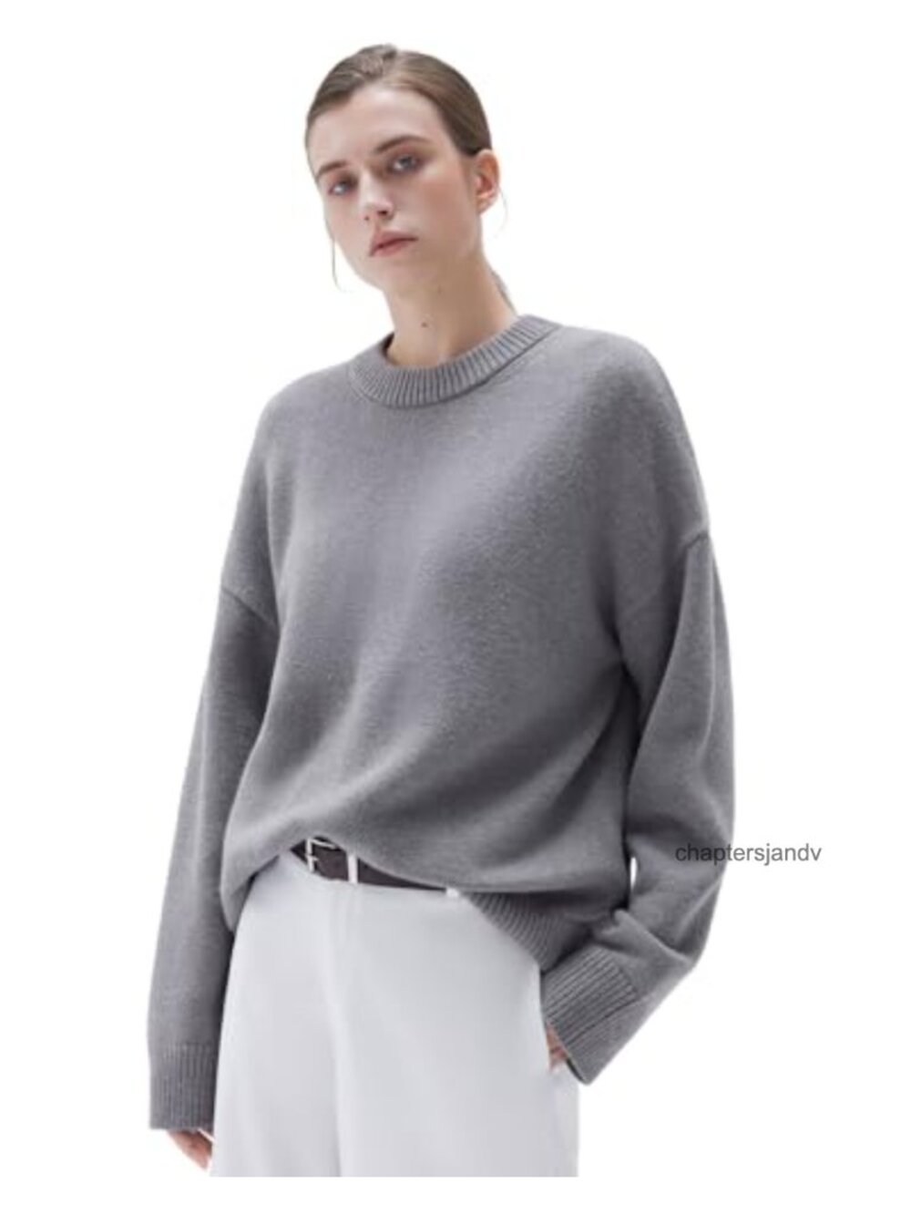 Cashmere Blend Oversized Crew Neck Pullover Sweater Long Sleeve